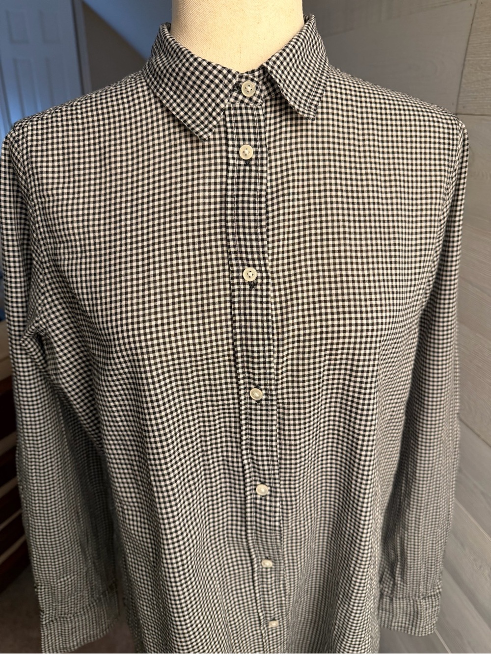 J. Crew Black and White Gingham Casual Button-Down Shirt